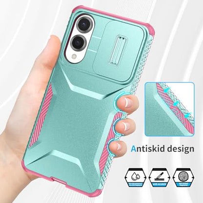 Asuwish Phone Case for Samsung Galaxy S25 Edge 5G with Screen Protector and Slide Camera Cover Rugged Hybrid Shockproof Protective Cell Accessories S25Edge 25S S 25 25Edge 6.66 2025 Men MintGreen - color: Green