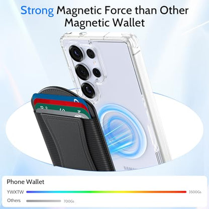 YWXTW 2026 Upgraded Magnetic Wallet for Samsung Galaxy S26/S25/S24/Z Fold 8/ Fold 7 and iPhone 17/16/15/14/13/12 Models, 6 Cards Holder, Minimalist Slim Leather Magnet Wallet - color: Black