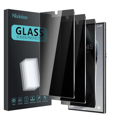 3 Pack Privacy Screen Protector for Samsung Galaxy S24 Ultra, Anti Spy Tempered Glass 9H Hardness, Black Protector Anti Spy, Bubble Free, Anti-Scratch - size: Galaxy S24 Ultra FK3
