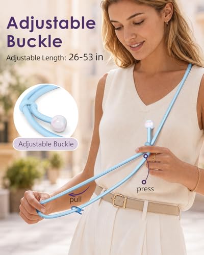 Swooflia Cell Phone Crossbody Lanyard for Women - Adjustable, Lightweight Strap with Tether Tabs for Travel Hiking Hands-Free - color: Floral Blue