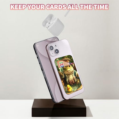 Phone Credit Card Holder Stick on, Cell Phone Pocket Self Adhesive Stretchy Stick on Wallet ID Credit Card Case Pouch Sleeve with Flap for All Smartphones, Bathing Frog - color: Bathing Frog
