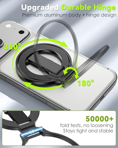 CloudValley Magnetic Phone Grip Holder for MagSafe, Slim Removable [Soft Finger Strap] Ring Stand Kickstand for iPhone 17/16/15/14/13/12 Series Compatible with Mag Car Mounts, Black