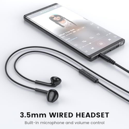 Wired Earbuds with Microphone,Wired Earphones in Ear Headphones HiFi Stereo - color: Black, size: 1 pack