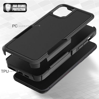 MDCN for iPhone 11 Case: Dual Layer Protective Heavy Duty Cell Phone Case Shockproof Rugged Bumper Tough with Screen Protector - 16ft Military Grade Drop Tested for Appple iPhone 11 (6.1 inch), Black - color: Black (PC) + Black (TPU)