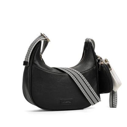 Small Crossbody Bags for Women RFID Vegan Leather Wristlet Phone Mini Purse Shoulder Handbag Wallet Travel Purse - color: N-black