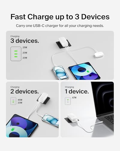 Belkin 67W 3 Port USB C Charger Block, 2 Pack, PPS Fast Charging - style: White 2-pack