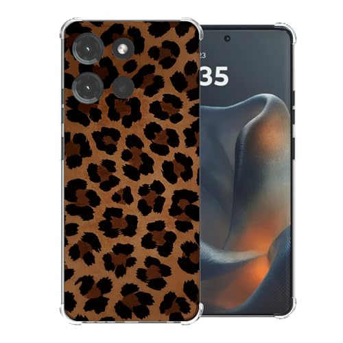 Leopard Print Pattern Clear TPU Case for Moto G 5G 2025 6.6 Inch - Flexible Transparent TPU Shockproof Anti-Fingerprint Soft Bumper Painted Phone Cover - color: Leopard Print