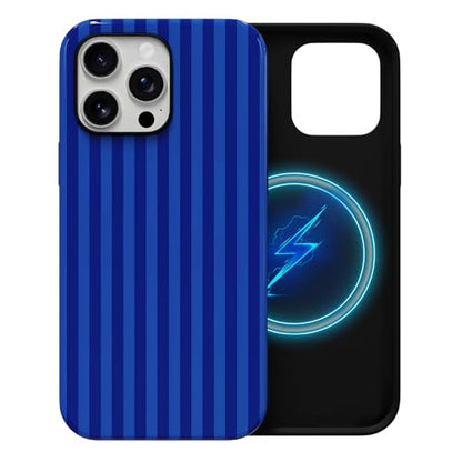 Skyseaco Compatible with iPhone 14 Pro Max Case with MagSafe, Cute Striped Phone Case for Women Girls, Soft TPU + Hard PC Dual Layer Shockproof Glossy Protective Cover, Navy Blue - color: Navy Blue, size: iPhone 14 Pro Max