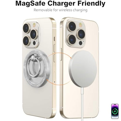 Allengel Magnetic Phone Grip for MagSafe, Magnetic Ring Holder Compatible with MagSafe Phone Ring, 360°Rotating Finger Kickstand for iPhone 16 Pro Max 15 14 13 12 Plus & Android Phone(Bling Silver) - color: Bling Silver