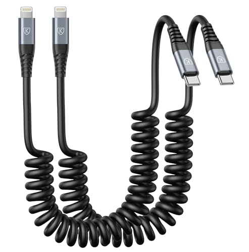 USB C to Lightning Cable 3FT 2Pack, Coiled iPhone Charger Fast Charging - color: Black, size: 3FT, style: USB C to Lightning