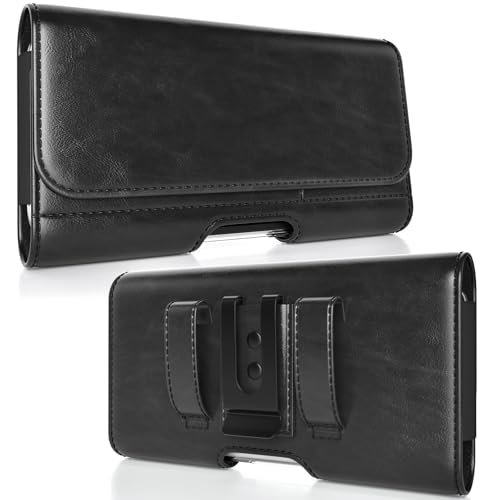 Magnetic Closure Holster for Galaxy S26 Ultra, S25 Ultra, S24 Ultra, S23 Ultra, S22 Ultra, S21 Ultra - Leather Belt Case with Card Holder, Premium Pouch (Fits Slim/Regular Case) (Black, X-Large) - color: Black, size: X-Large