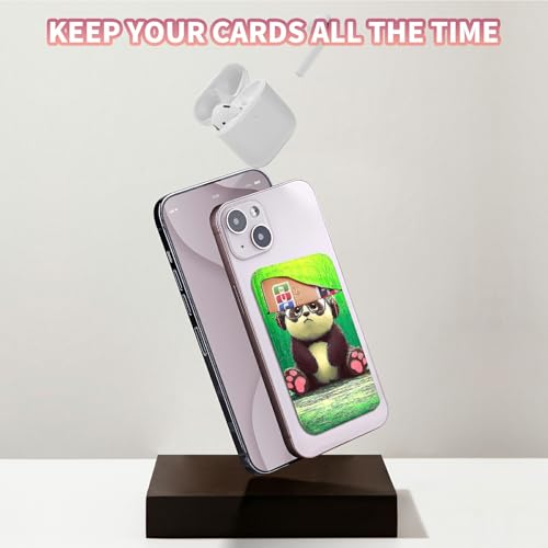 Phone Credit Card Holder Stick on, Cell Phone Pocket Self Adhesive Stretchy Stick on Wallet ID Credit Card Case Pouch Sleeve with Flap for All Smartphones, Forest Panda - color: Forest Panda