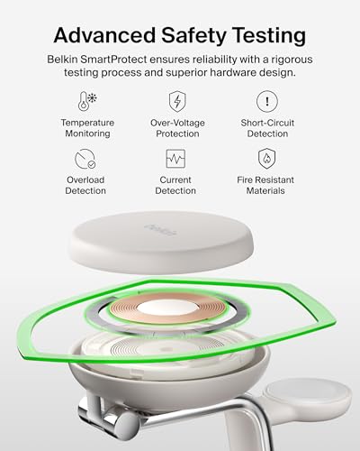 Belkin Qi2.2 25W Wireless Fast Charging Station, 3 in 1 iPhone Charger - color: Sand, style: 3 in 1
