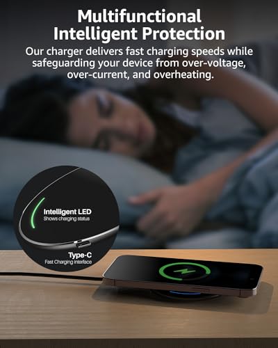 TOZO W1 Max 15W Fast Wireless Charging, Anti-Slip, Sleep-Friendly - color: Black