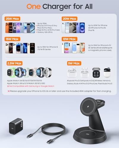 Meifigno 25W Fast 3 in 1 Charging Station for iPhone Duo/18 Pro Max