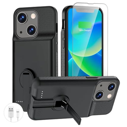 BOPPS Battery Case for iPhone 13/13 Pro/14/14 Pro with Stand，Ultra Slim 8500 Portable Rechargeable Strong Protective Extended Case Cover for iPhone 14,13 Series Black - size: iPhone 13/13 Pro/14/14 Pro