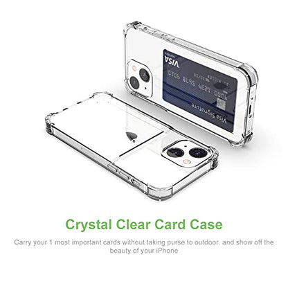 for iPhone 13 Clear Card Case, Protective Shockproof TPU Thin Slim Wallet Case with Card Holder Compatible with MagSafe - size: iPhone 13