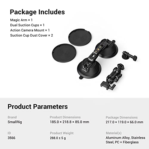 SmallRig Camera Suction Cup Mount for GoPro/for DJI/Action Cameras - 3566