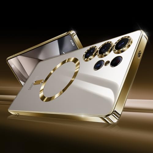 Hurgoer for Samsung Galaxy S22 Ultra Case.Soft TPU Electroplated Frame Cover with Clear Back.Drop Tested Protective Full Body Case.Thin Light Slim 【Not Magsafe】(Gold, S22 Ultra) - color: Gold, size: S22 Ultra