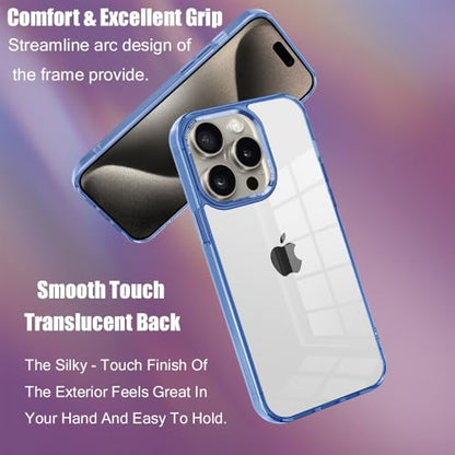 CcacHe Designed for iPhone 15 Pro Case,[Anti-Yellowing] [Military-Grade Protection] Anti-Scratch Transparent Back Slim Shockproof Phone Cover 6.1 Inch (Blue) - color: Blue