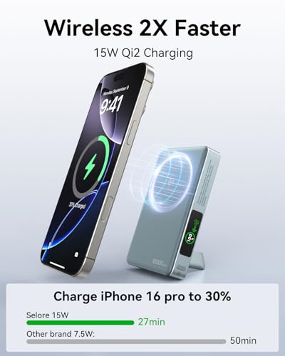 Magnetic Charger for Iphone 18 with Active Cooling, 15W Qi2 MagSafe Power Bank with Stand 10000mAh, [Alloy-Made] Magnetic Wireless Charger, 35W USB-C Fast Charging for iPhone 18/17/16 Series & Android - color: Grey