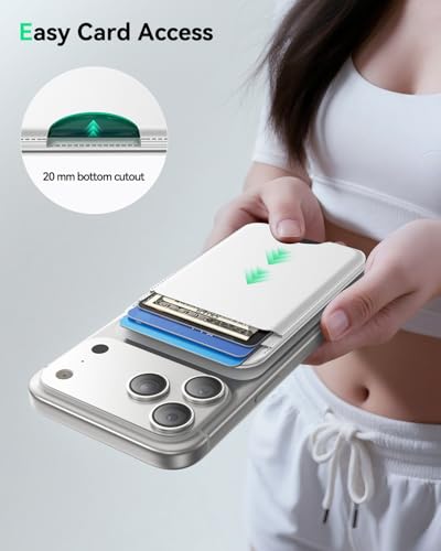 for MagSafe Wallet with Stand, 5 Card Holder, Slim Leather Magnetic Wallet for iPhone 17/16/15/14/13/12 Pro Max Plus Air Series, 3 Card Slots & 1 Cash Slot,White - color: White