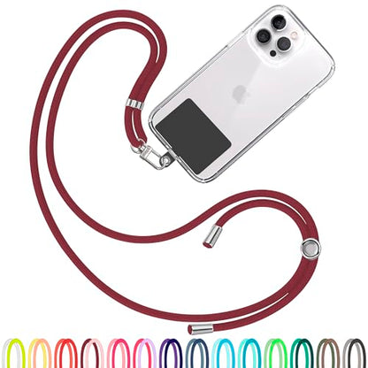 TBOC Cell Phone Lanyard [Bordeaux] - Comfortable Universal Smartphone Lanyard - Easy to Use Neck Phone Holder [Black Patch] - Adjustable Length Phone Strap Crossbody - Fits All Mobile Phones - color: Bordeaux