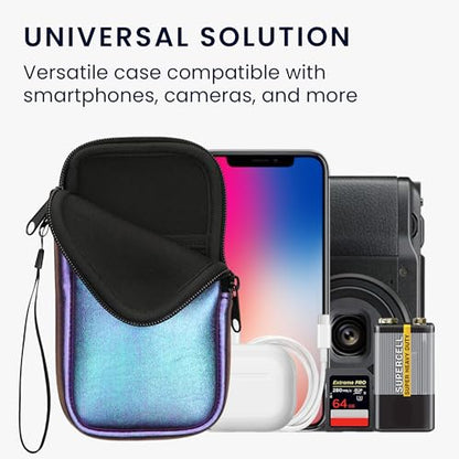 kwmobile Universal Phone Pouch Size XL - 6.7/6.8" - Neoprene Smartphone Pouch with Zip - Water-Repellent Mobile Phone Case - Sleeve in Metallic Lavender - color: Metallic Lavender, size: XL - 6.7/6.8"