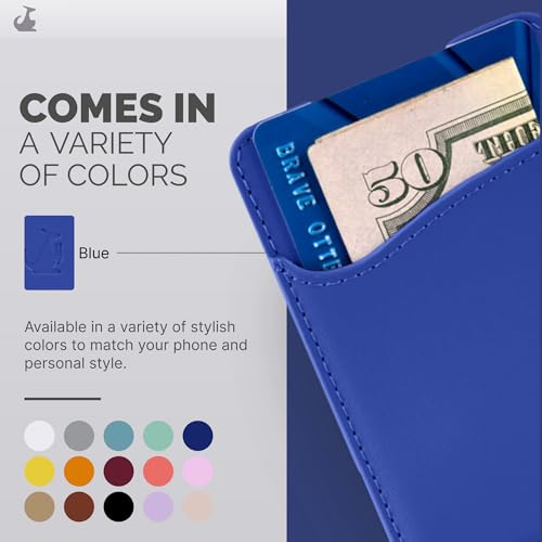 Wallaroo Premium Leather Cell Phone Wallet Stick On - Android and iPhone Wallet and Card Holder for Women and Men - Durable with Non-Slip Lining Secures Up to 3 Cards - color: Royal Blue Leather