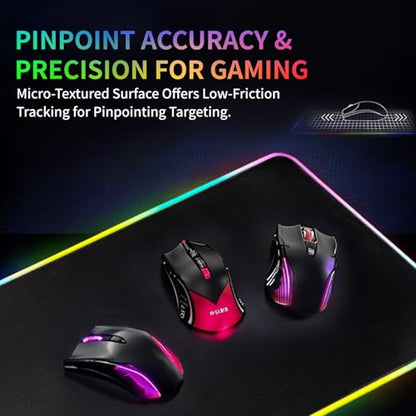 RGB Gaming Mouse Pad with Wireless Charging 15W, LED Mouse Mat 31.5 * 11.8 in, 10 Light Modes Extra Large Mousepad Non-Slip Rubber Base Computer Keyboard Mat for Gaming, MacBook, PC, Laptop, Desk - color: Black-D