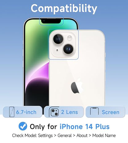 USLAI Case for iPhone 14 Plus, Anti-Yellowing, Crystal Clear Back, Shockproof & Military‑Grade Drop Protection - Transparent - color: Clear, size: iPhone 14 Plus