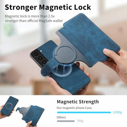 2 in 1 Wallet Case for Samsung Galaxy S22+ Plus 5G CMG Blue | PU Leather Magnetic Flip Folio Case with RFID Blocking Card Holder, Credit Card Slots Kickstand, Shockproof Protective Cover - color: Blue, size: Samsung Galaxy S22 Plus