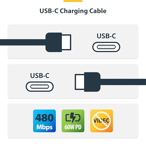 StarTech 6in/15cm USB-C to USB-C Braided Charging Cable (USB2CC6INCHNCBR) - color: Black, size: 6 inch, style: 1 pk