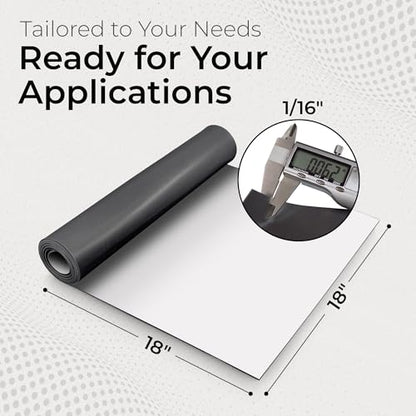 Exactly Rubber - Black Silicone Sheet with PSA Adhesive, 60A Durometer Rubber Mat, Gasket Material, -80 to 450°F Temperature Resistance, 350% Elongation Rubber Sheet, Made in the USA, 1/16 x 18” x 18” - size: 1/16 x 18 x 18