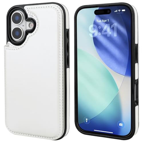 ONETOP for iPhone 17 Wallet Case with Credit Card Holder,White | Kickstand,ID/Cash Holder,Case Wallet with Card Slots,Double Magnetic Clasp,Durable PU Leather Shockproof Cover for Women Men - color: White