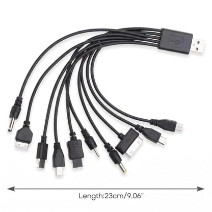 Black 10 in 1 Universal USB Cable, Multiple Universal Charging Cable for Cell Phones Blutooth Earphone Speaker Adapter Cable, 20cm Data Cable，Cables and Interconnects，USB Cables