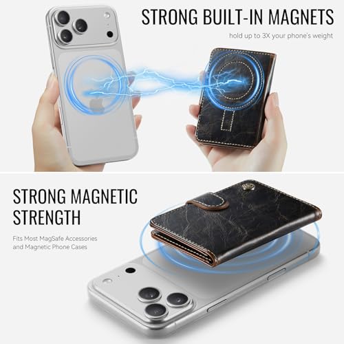 for Magsafe Magnetic Phone Wallet Card Holder, Luxury Coffee - color: Luxury Coffee
