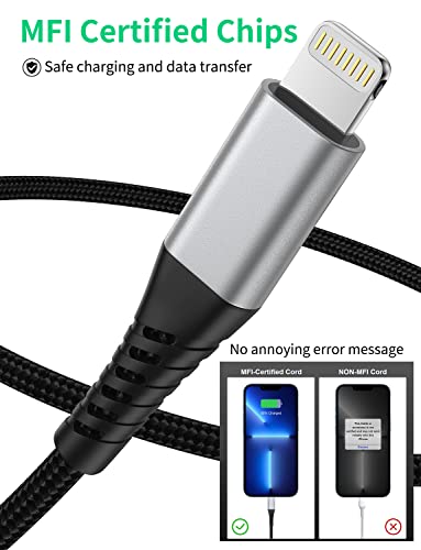 2FT USB C to Lightning Cable, 2 Pack Short iPhone Charging Cable Braided - size: 2 Feet