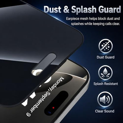 [2+2 Pack 360 Degree Privacy Screen Protector for iPhone 15 Pro Max – [360° 4-Way Anti-Spy] [Auto Dust Removal] [Bubble-Free Installation] – Shatterproof Tempered Glass