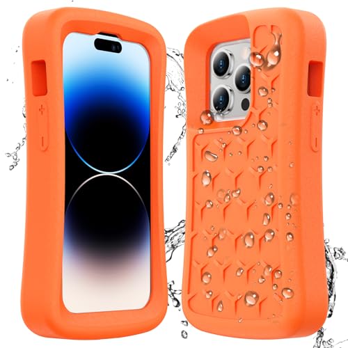SPIDERCASE Floating Phone Case for iPhone 16 Plus/15 Pro Max/15 Plus/14 Pro Max/14 Plus/13 Pro Max with Waterproof Dry Bags and Lanyard EVA Foam iPhone Floating Case 6.7”,Orange