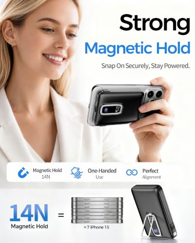 for MagSafe Power Bank iPhone,Portable Charger with Detachable USB-C Cable