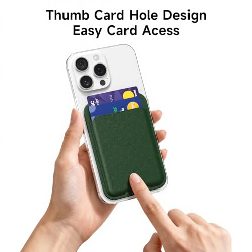 oakxco Phone Wallet Stick On, Slim Thin Adhesive ID Credit Card Holder Wallet Pocket Back of Phone Case, Hard Shell Plastic Sleeve Sticky Card Wallets Pouch for iPhone Samsung Pixel, Dark Green - color: Dark Green
