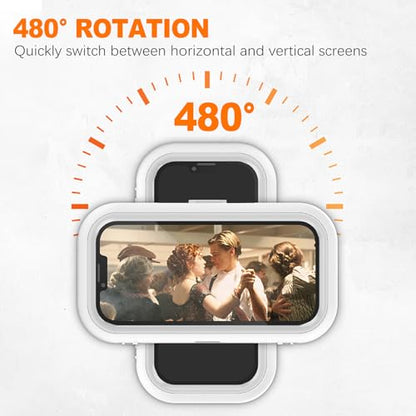 CoguZed Waterproof Phone Holder for Shower - 2023 Upgraded, 480° Rotation - Compatible with iPhone 15/14/13/12/11 Pro Max, Samsung Galaxy, and More (Up to 7" Phones)