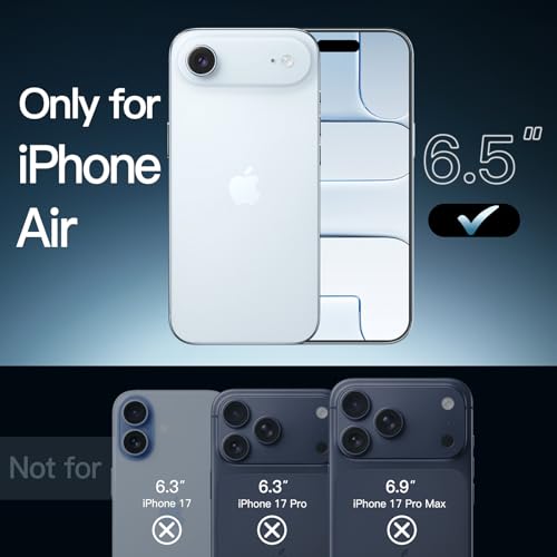 JETech Case for iPhone Air, Anti-Yellowing, Blue | Shockproof Protection, Scratch Resistant Hard PC Back, Durable Transparent TPU Bumper - color: Mist Blue, size: iPhone Air