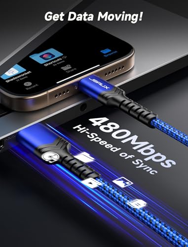 JSAUX USB C Cable [2-Pack 3.3ft], USB A to USB C for iPhone, Samsung, Blue - color: Blue, size: 3.3ft+3.3ft
