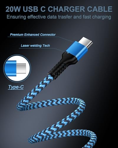 iPhone 17e 17 Pro Max Charger Cable Fast Charging, Android Charging Cable - color: 2Pack-Blue, Purple, size: 6FT, style: USB C to USB C