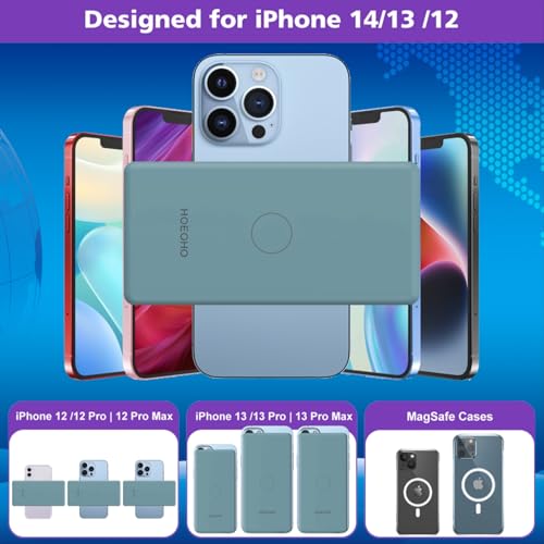 Magnetic Battery Pack for iPhone /17/16/15/14/13/12 Series, 10,000mAh Mag-Safe Battery Pack, Slim Mag-Safe Power Bank Charger, Power Bank Magnetic Charger for iPhone (Light Blue) - color: Light Blue