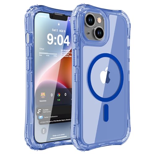 WRJ Magnetic Clear for iPhone 13 Case,iPhone 14 Case,[Compatible with MagSafe][Military Grade Drop Protection] Transparent Full Body Shockproof Protective Phone Case-Blue - color: Blue, style: Transparent