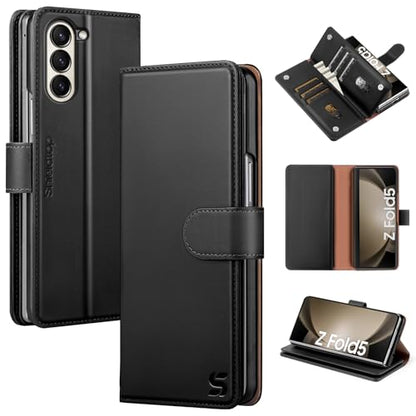Shieldtop Compatible with Samsung Galaxy Z Fold 5 Wallet Case with Card Holder,Women Man RFID Blocking PU Leather Flip Shockproof Protective Cover Credit Card Holder Slots Kickstand,Black - color: Black, size: Samsung Galaxy Z Fold 5