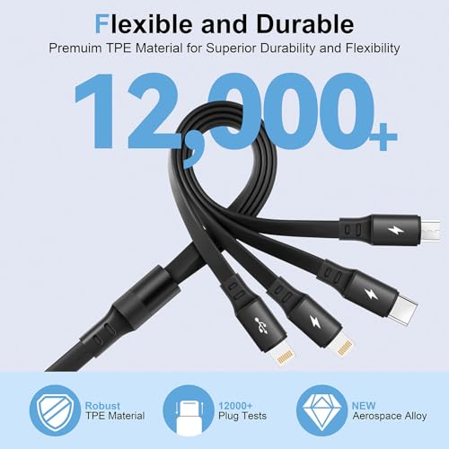 Multi Charging Cable,[2Pack 4Ft] Retractable Phone Charger for All Devices